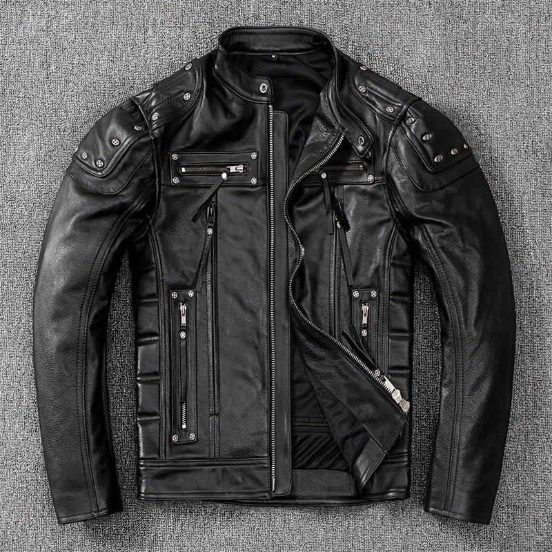 新品 メンズ ライダースジャケット 本革 バイク用 レザージャケット ライディングジャケット 防風 アウター