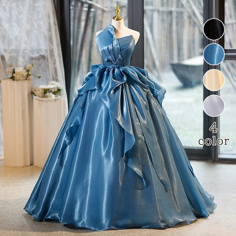 新品 カラードレス ブルー ブラック シャンパン グレー ロングドレス 結婚式 二次会 発表会 演奏会 ウェディングドレス ウエディングドレス 前撮り プリンセスドレス イブニングドレス コンサート ビスチェ ブライダル