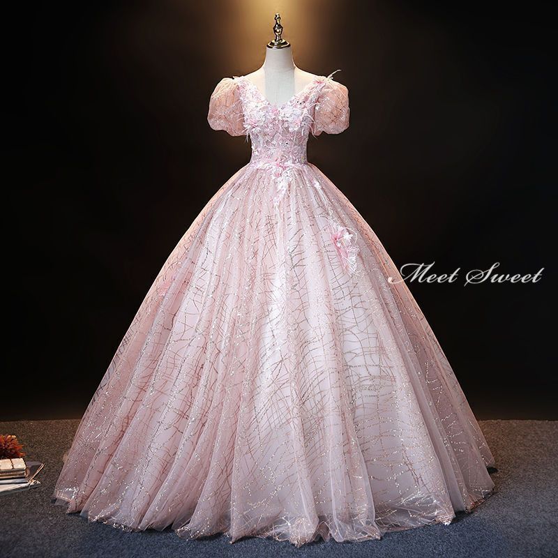 新品 ウェディングドレス ウエディングドレス カラードレス ピンク ロングドレス 結婚式 イブニングドレス 二次会ドレス 花嫁 発表会ドレス カクテルドレス コンサート パーティードレス コンクール 学生 前撮り 後撮り