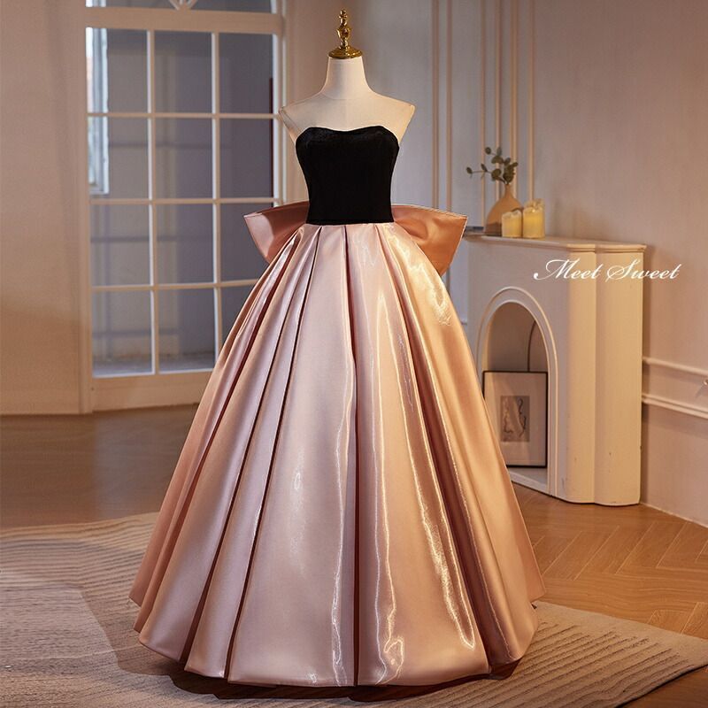 新品 カラードレス プリンセスライン ピンク ベアトップ 大きいリボン ロングドレス ウェディングドレス 結婚式 二次会 花嫁 前撮り 発表会 ステージ衣装 ウエディングドレス パーティードレス ブライダル 大人 舞台 演出 11,463円