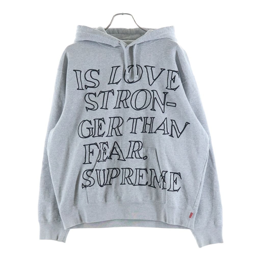 SUPREME (シュプリーム) Stronger Than Fear Hooded Sweat shirt ストロンガー ザン フィアー スウェットプルオーバーパーカー グレー ‐