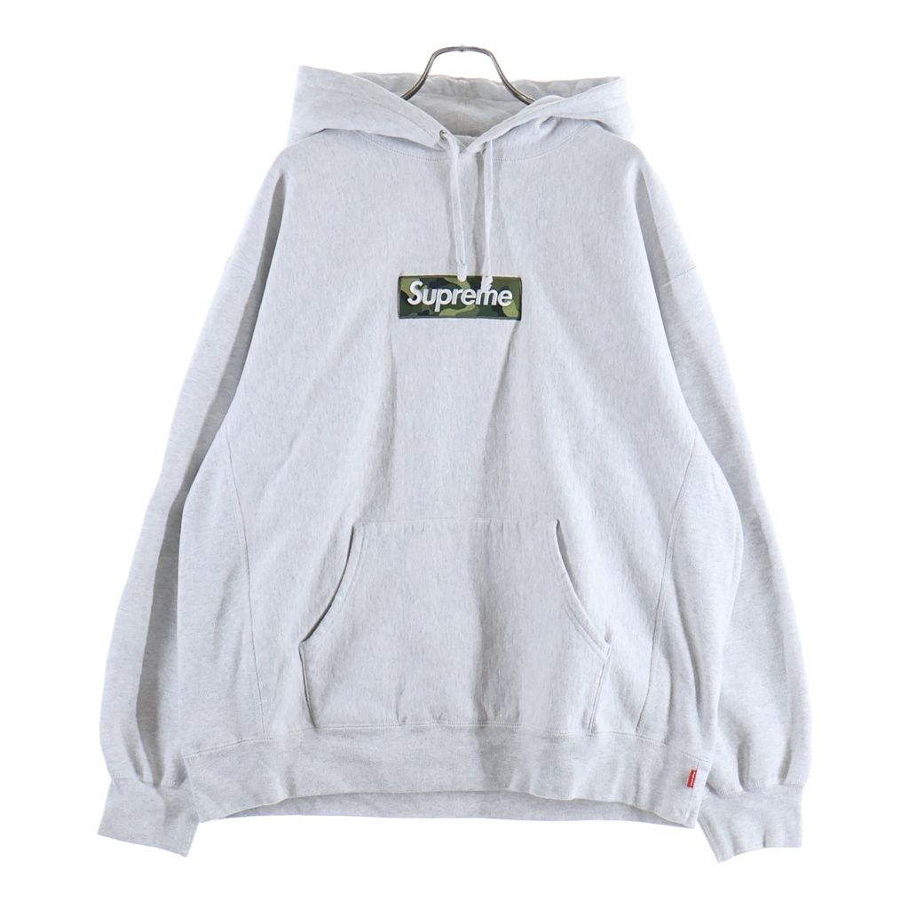 SUPREME (シュプリーム) 23AW Box Logo Hooded Sweatshirt カモ柄ボックスロゴ フーデッドプルオーバースウェットシャツ パーカー グレー