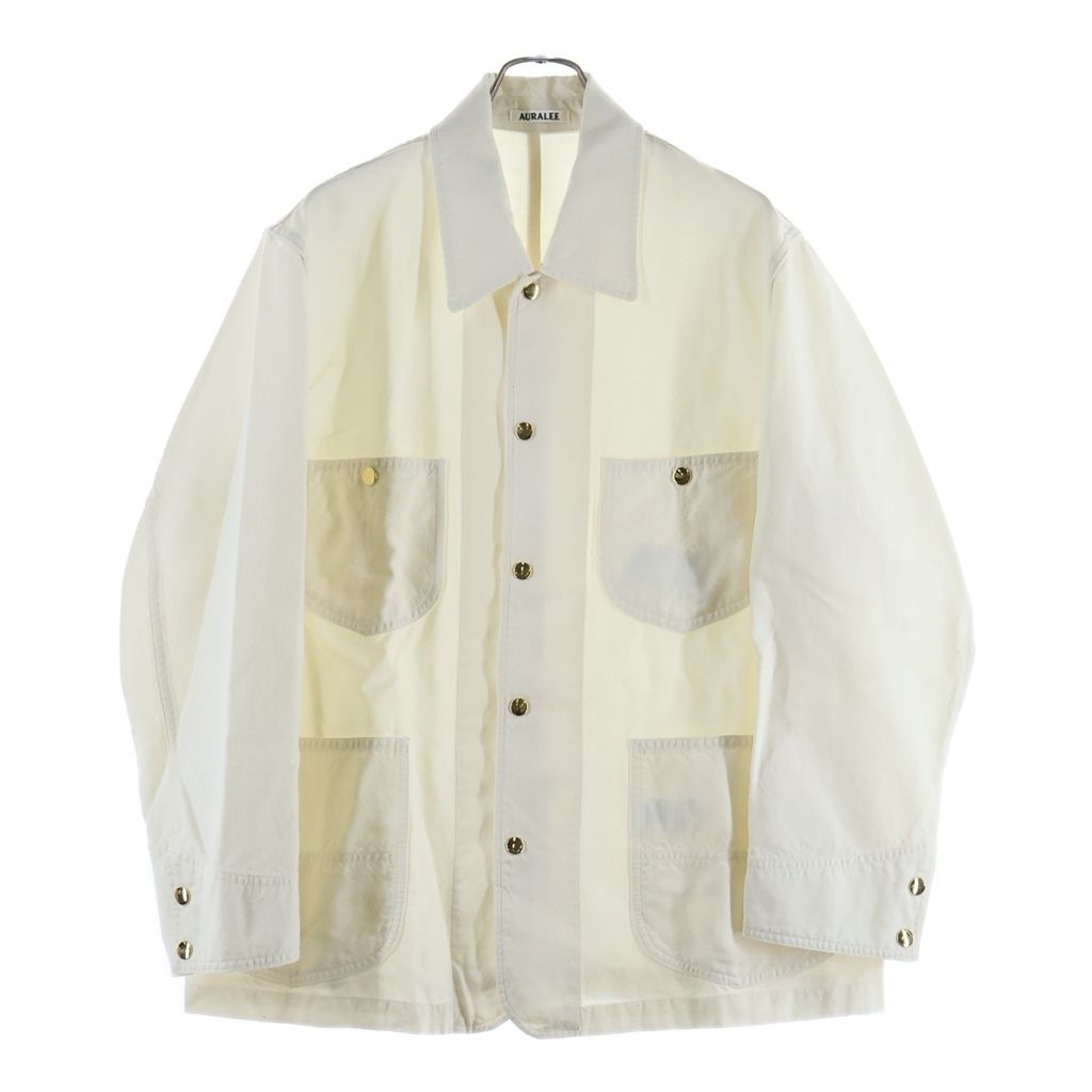 AURALEE (オーラリー) 26SS WOOL COTTON LINEN OX WORK JACKET ワーク ジャケット デニム カバーオール アイボリー A26SB01DO
