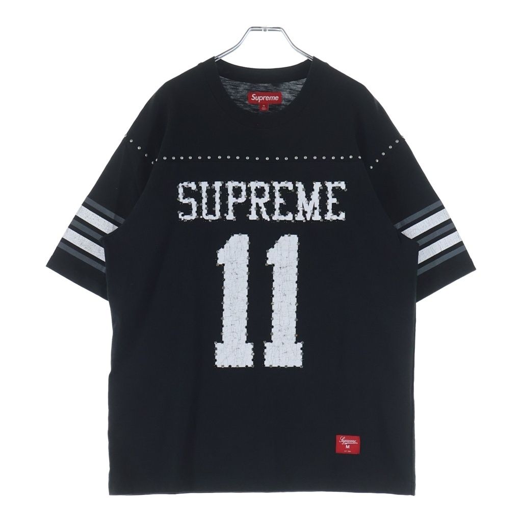 SUPREME (シュプリーム) 26SS Studded Football S/S Top スタッズ フットボールプリント クルーネック半袖カットソーTシャツ ブラック