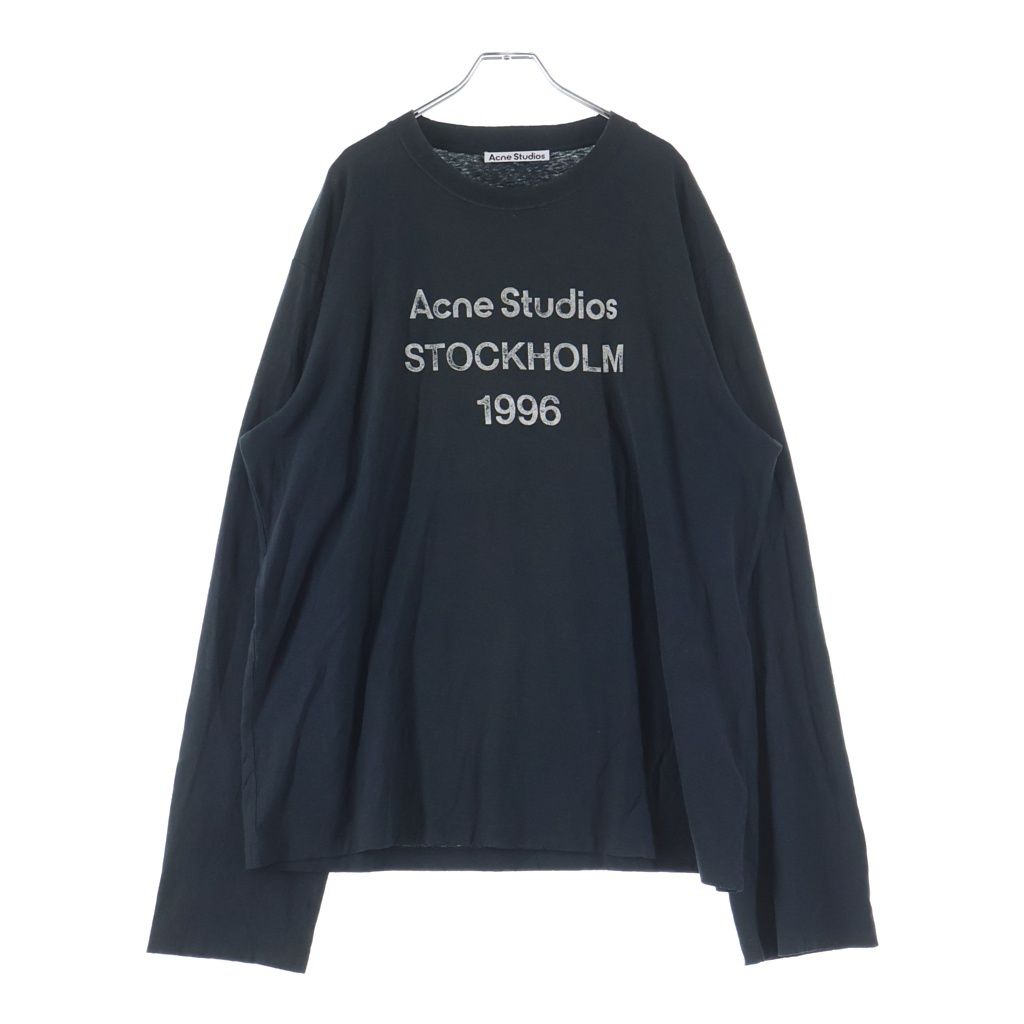 Acne Studios (アクネ ストゥディオズ) スプレー加工ロゴプリント クルーネック 半袖Tシャツ ブラック FN-UX-TSHI000016