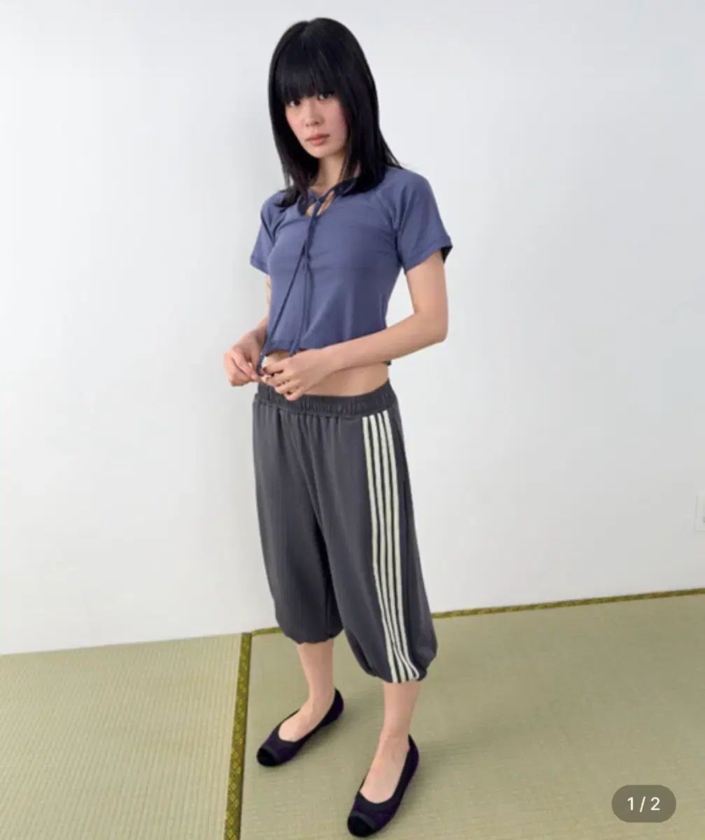 ニヒ harbor トラックパンツ グレー (ジェニ 着裝) バミューダ パンツ