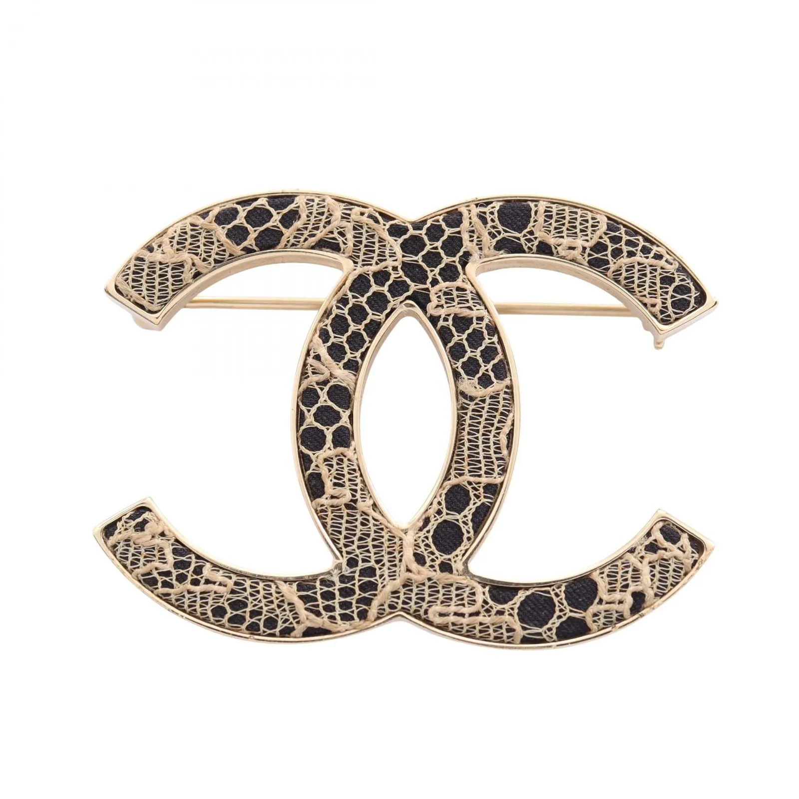 CHANEL シャネル ココマーク レース ブローチ(やや傷や汚れあり) 中古