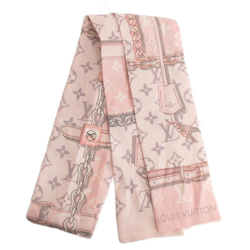 ルイヴィトン LOUIS VUITTON バンドーコンフィデンシャル モノグラム スカーフ 総柄 チェーン M70637 ピンク 小物 ☆AA★