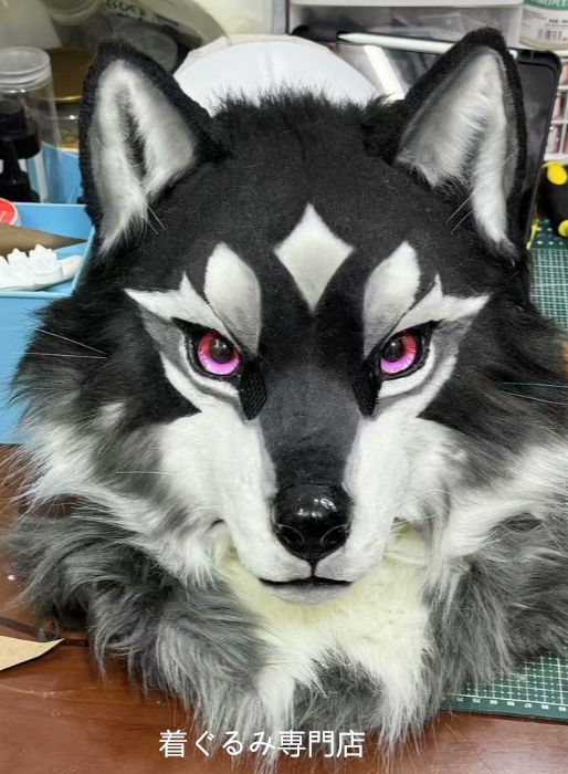 狼　犬　猫　着ぐるみ 　ヘッド ケモノ ファースーツ ぬいぐるみ コスプレ コスチューム Kurumi 一点物 D608