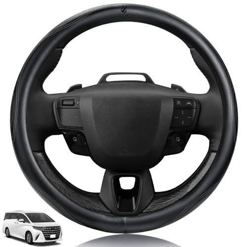 N◆アルファード40系 専用 ハンドルカバー 高級本革 ステアリングカバー AAHH40W AAHH45W 車用 本革手縫い 3Dグリップ おしゃれなデザイン 専車ロゴ 滑り防止 吸汗速乾 簡単取付 内装パーツ 自動車用 アクセサリー ブラッ 293980d5