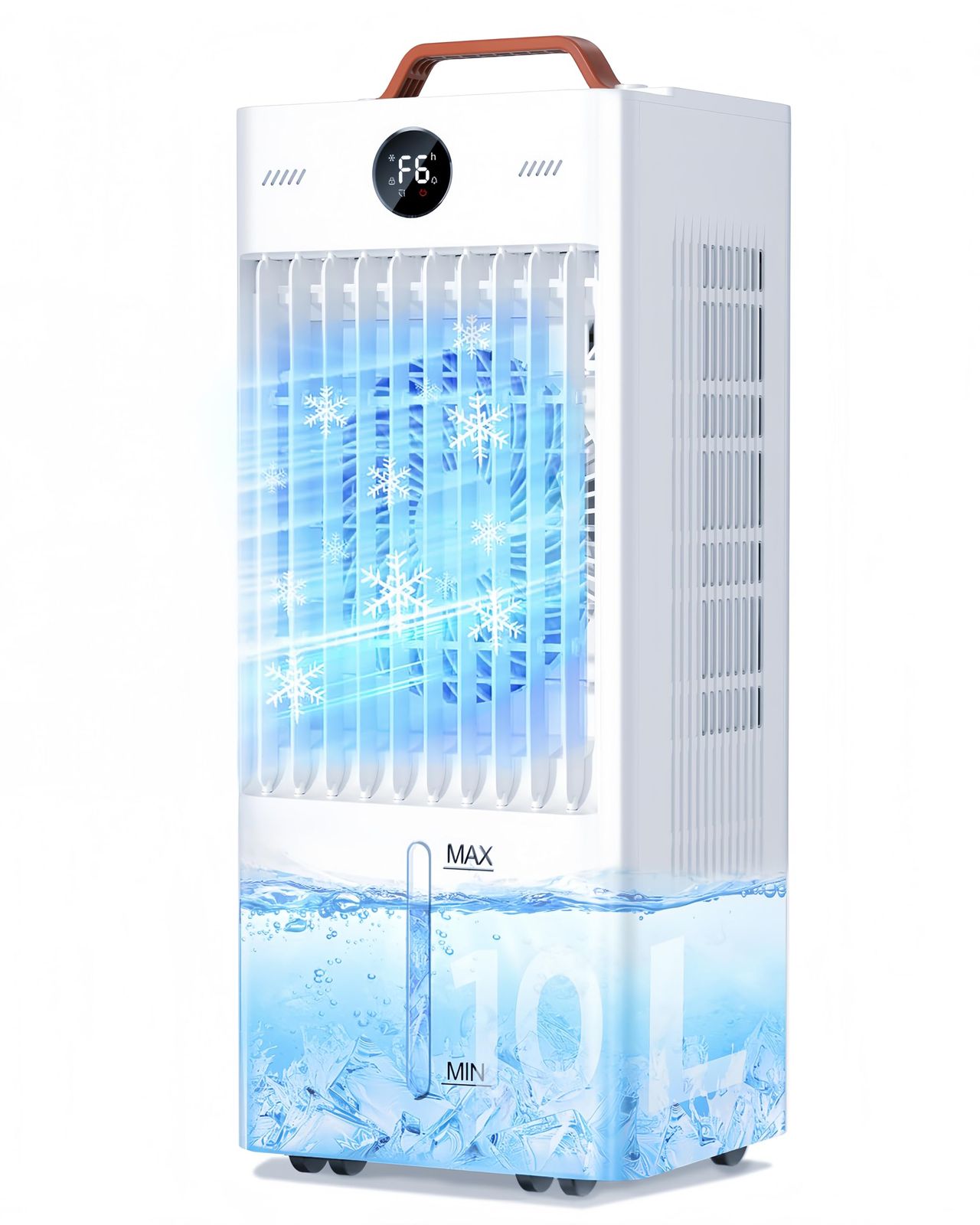 ★新品★冷風機 強力 10L水タンク+6個専用保冷パック 【2026業界NEWモデル冷風扇・三面吸風】ハンド付き 大容量 LEDタッチ操作 高効率 45W 省エネ設計 スポットクーラー 6階段調整可能 隠しキャスター付き リモコン 遠隔操作 2d573485