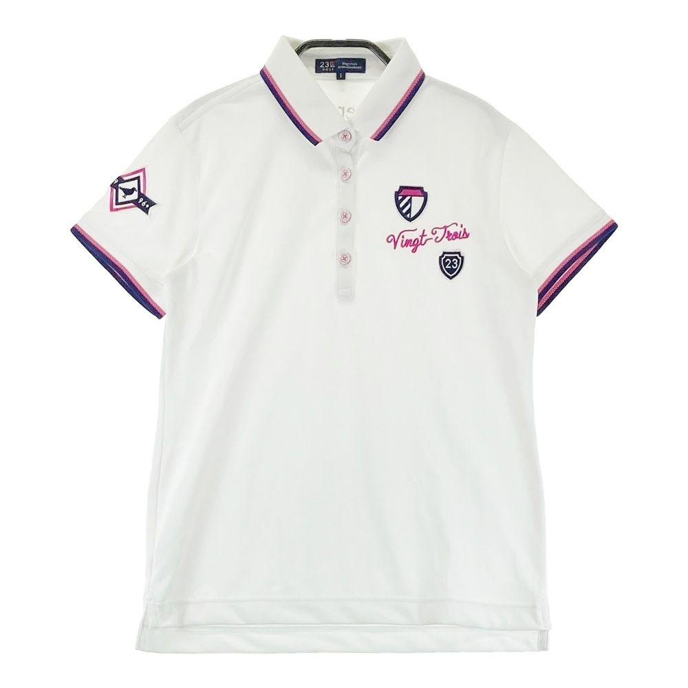 【新品】23区SPORT ドット柄　総柄　クレリック半袖ポロシャツ　ゴルフウェア サイズ：1 23区GOLF ニジュウサンクゴルフ 半袖ポロシャツ ドット総柄