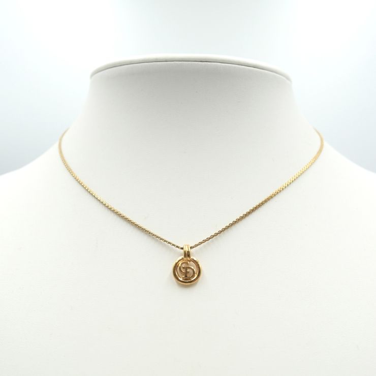 Christian Dior（クリスチャン ディオール）ヴィンテージ CDロゴサークルネックレス ペンダント ゴールドカラー アジャスター付き レディース【中古】 10,066円