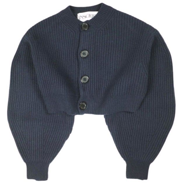 INSCRIRE アンスクリア 24AW Cropped cardigan ローゲージウールクロップドカーディガン I24AW-K11 Free NAVY ニット トップス g24132