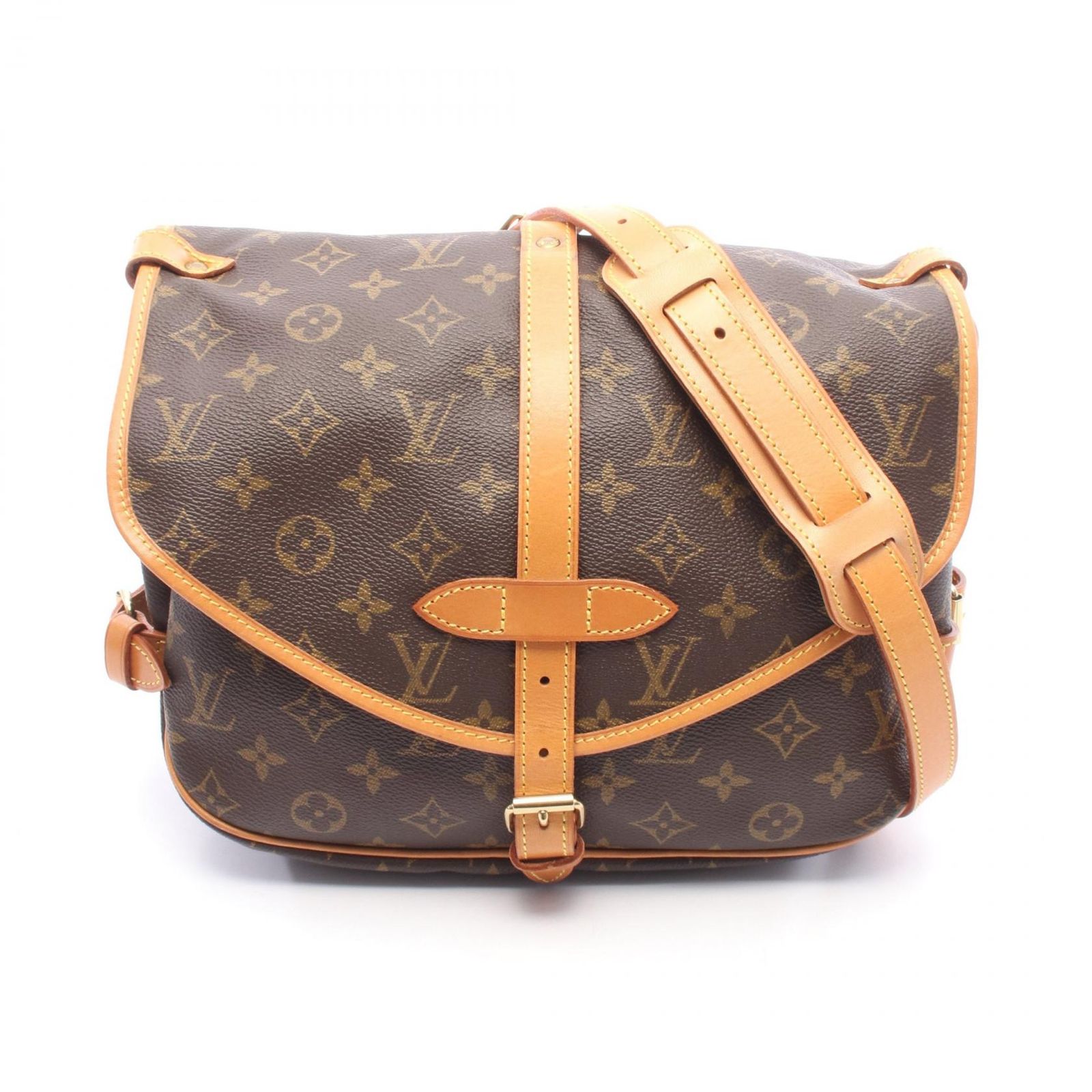 ルイ・ヴィトン LOUIS VUITTON ショルダーバッグ ソミュール30 モノグラム M42256 PVCコーティングキャンバス レザー ソミュール30 レディース Used A