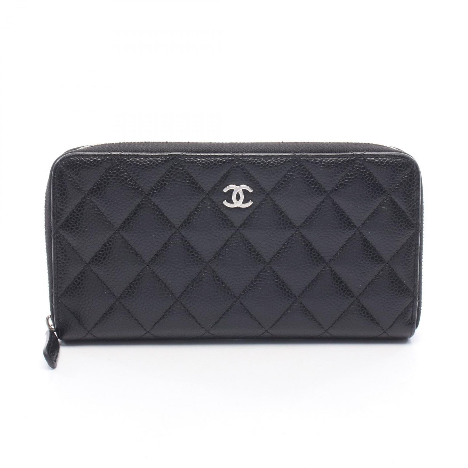 シャネル CHANEL ラウンド長財布 クラシック ロング ジップ ウォレット マトラッセ ブラック キャビアスキン(グレインドカーフ) マトラッセ ラウンド長財布