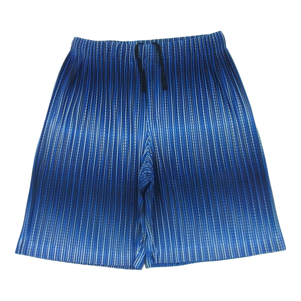 HOMME PLISSE ISSEY MIYAKE オム プリッセ イッセイミヤケ hp11jf218 総柄 プリーツ イージー ショーツ ショート パンツ ブルー系 ホワイト系 ブラック系 2【中古】 21,750円
