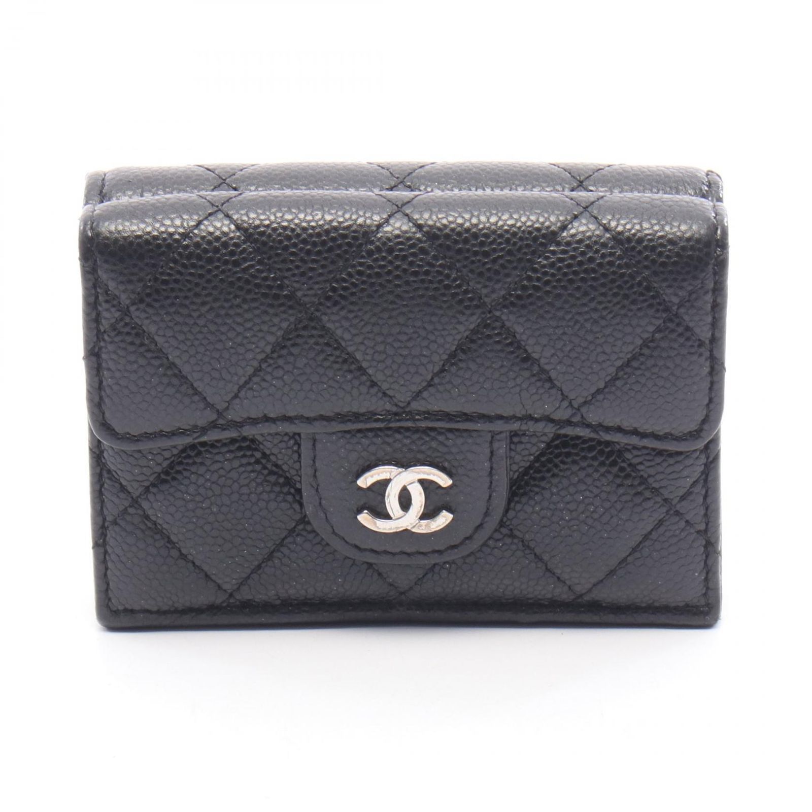 シャネル CHANEL 三つ折り財布 クラシック スモール フラップ ウォレット マトラッセ AP0230 ブラック キャビアスキン(グレインドカーフ) マトラッセ コンパクト ウォレット
