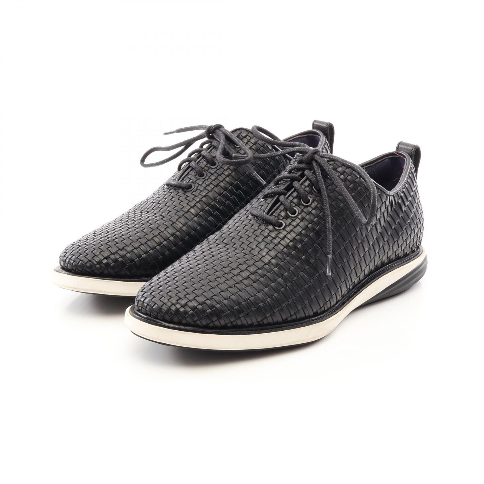 コールハーン COLE HAAN カジュアルシューズ グランドエボリューション ウーブン ブラック レザー シューズ メンズ Used A