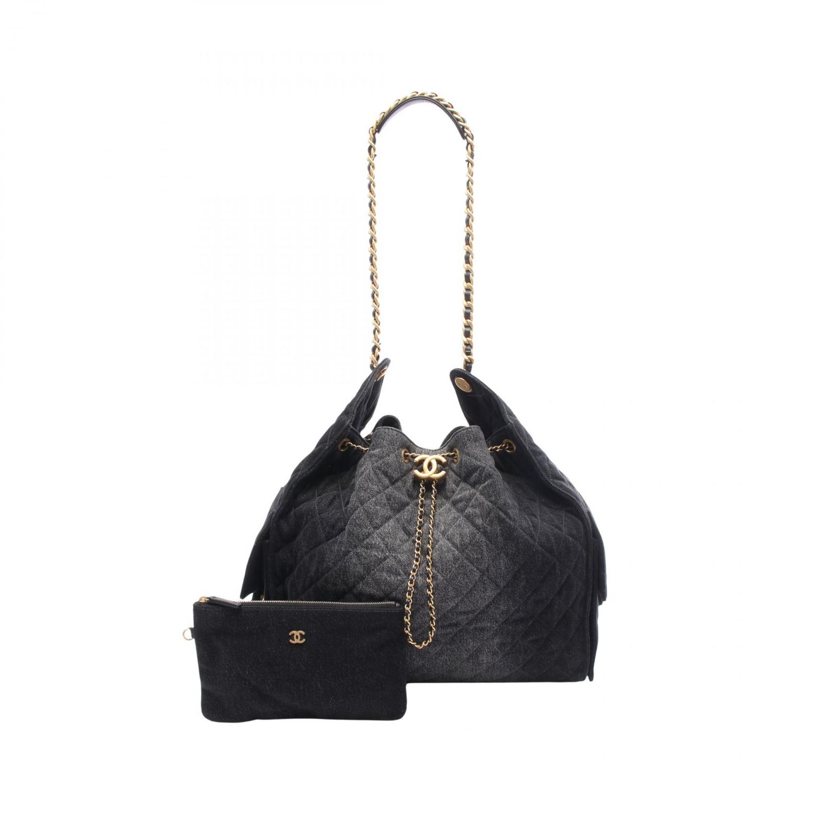 シャネル CHANEL ショルダーバッグ シャネル25 ラージ ショッピングバッグ AS5553 デニムブラック デニム レザー シャネル25 ラージ ショッピングバッグ レディース
