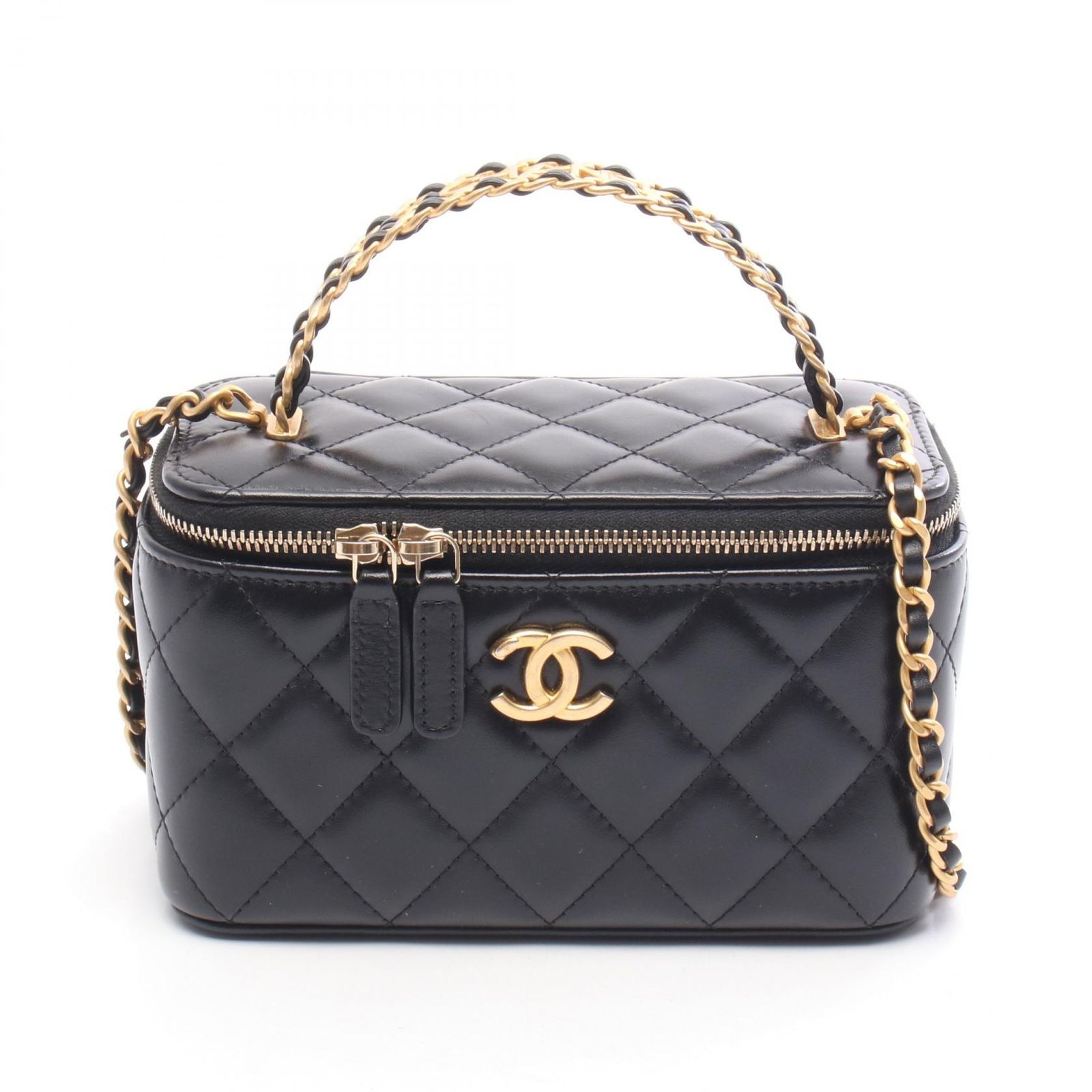 シャネル CHANEL ショルダーバッグ マトラッセ バニティ 2WAY ブラック ラムスキン（羊革） マトラッセ バニティ 2wayチェーンショルダー レディース Used A