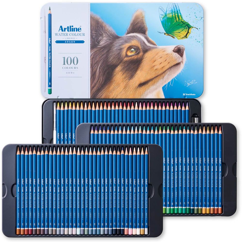シヤチハタ アートライン 水彩色鉛筆 100色セット 鉛筆削り付き KCPL-W100C/H