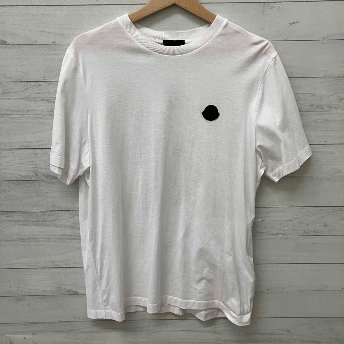MONCLER モンクレール 半袖Tシャツ K10918C000738390Y ラバーワッペン メンズ Sサイズ ホワイト