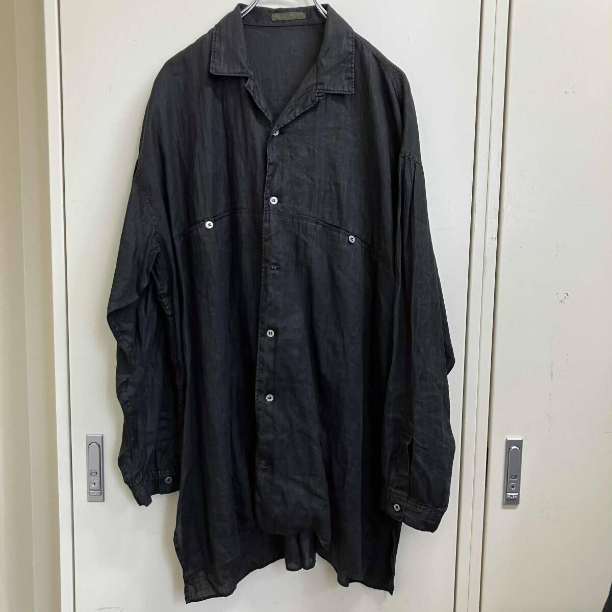 80s archive Y's for men MAN’S リネンオーバーサイズシャツ ブラック ワイズフォーメン
