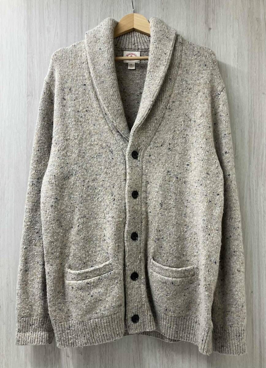 Brooks Brothers ブルックスブラザーズ ショールカラー ニット カーディガン エルボーパッチ付き サイズXL ベージュ