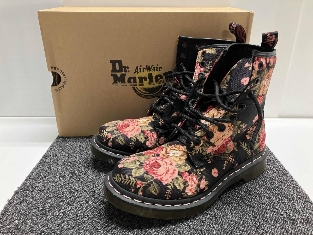 箱付き★ Dr. Martens（ドクターマーチン）「1460 8ホールブーツ」ビクトリアン・フラワーズ / キャンバス地（布製）バラ柄 / サイズUK4