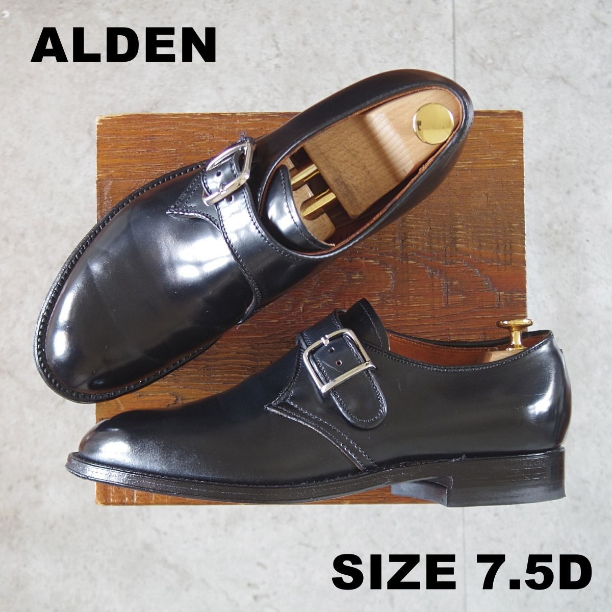 極美品★オールデン 7.5D【定価￥235,400-★コードバン仕様/モンクストラップ】1879/モディファイドラスト/黒/メンズ/ALDEN★p194 82,489円