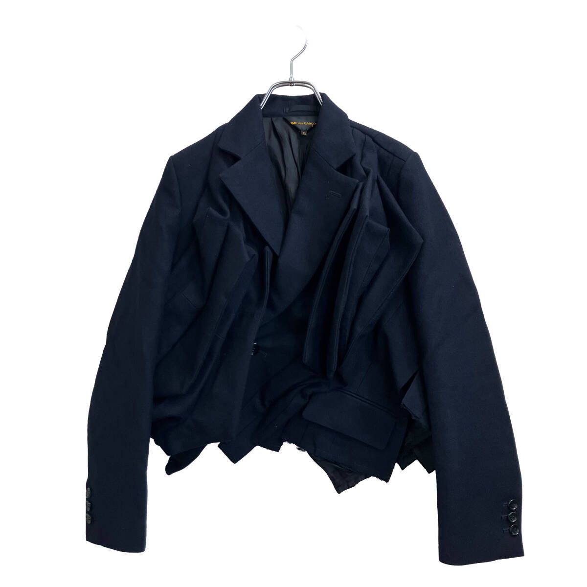 25aw COMME des GARCONS フロントデザインウールメルトンジャケット ネイビー Size XS GP-J001 コムデギャルソン
