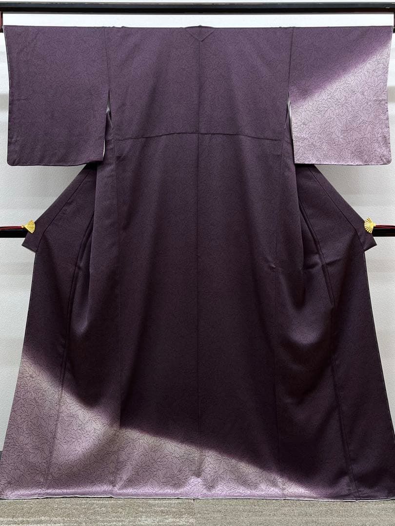 付け下げ 葉 正絹 躾糸付き ガード加工済 HKT283