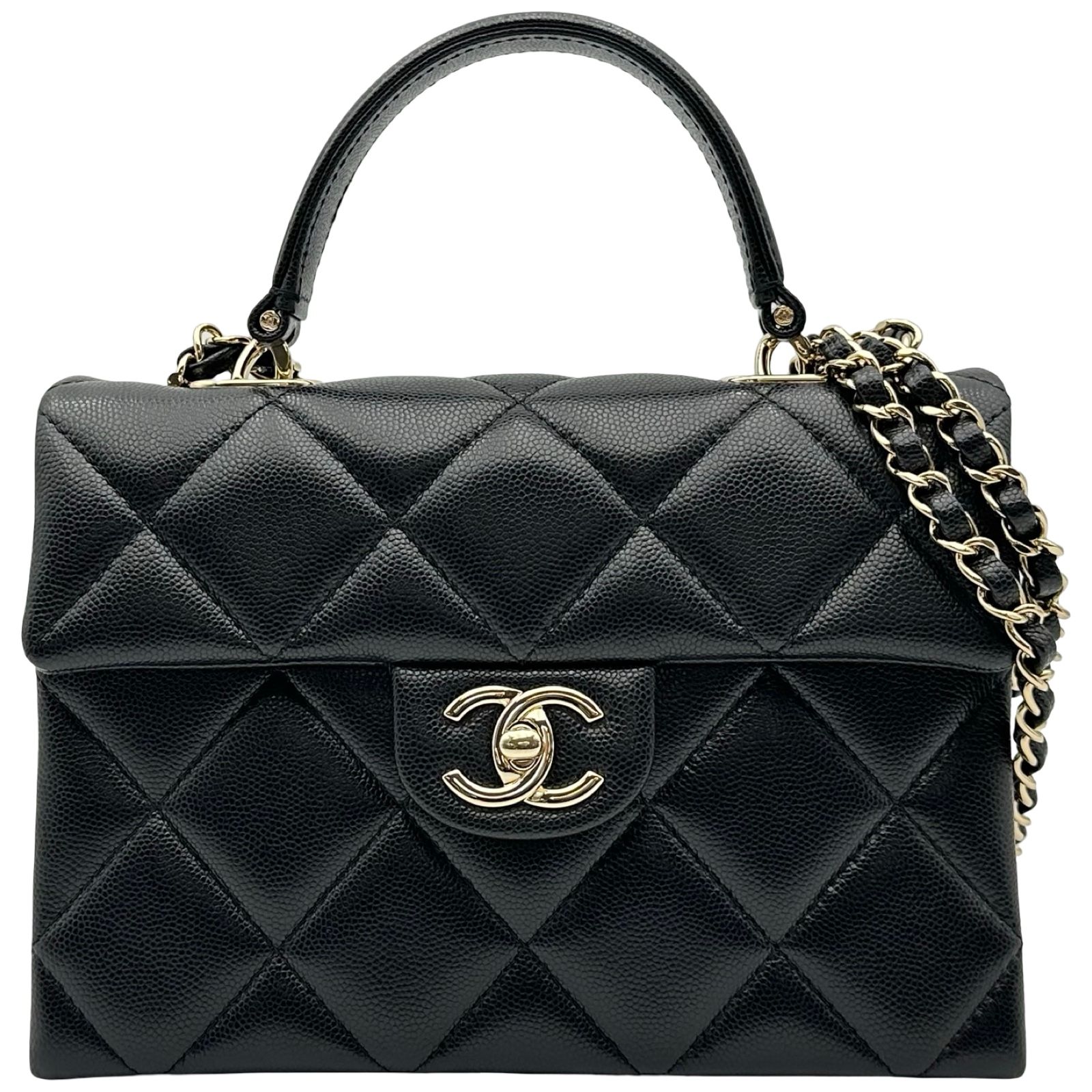 シャネル CHANEL マトラッセ トップハンドル AS4712 ブラック ゴールド金具 キャビアスキン レディース ショルダーバッグ 415,800円