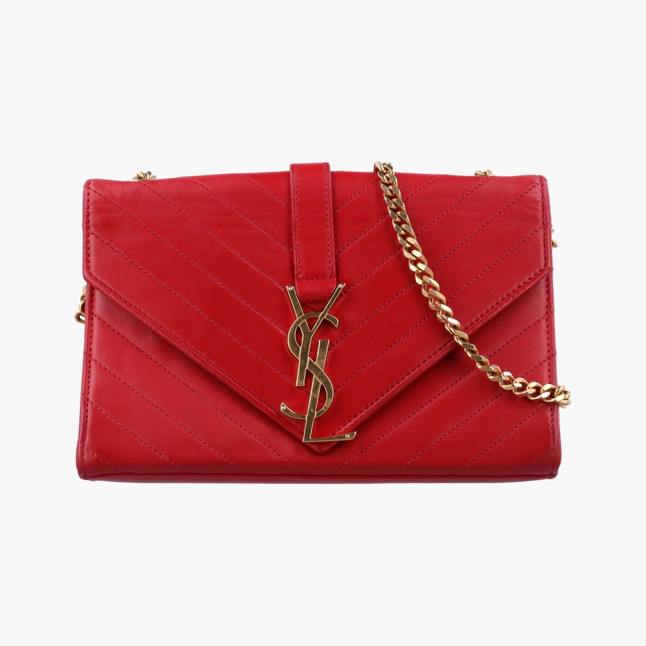 イヴサンローランYves Saint Laurentモノグラム エンヴェロップ レッド レザー 381668 VLR381668.0115