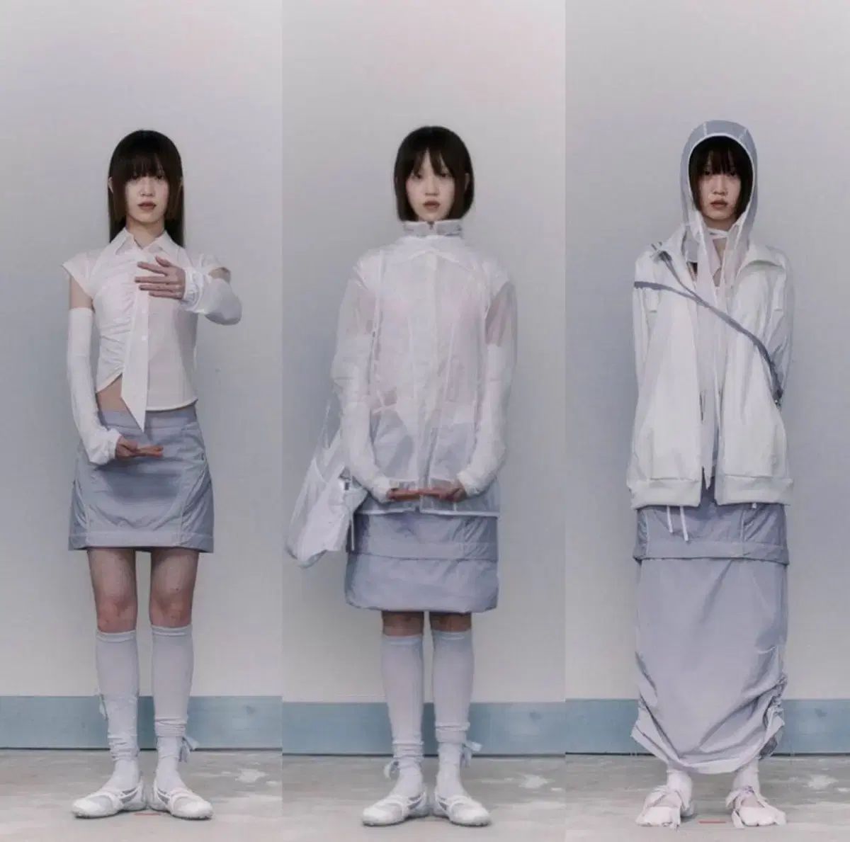 オホス 3-way nylon skirt grey 3ウェイ ナイロン スカート