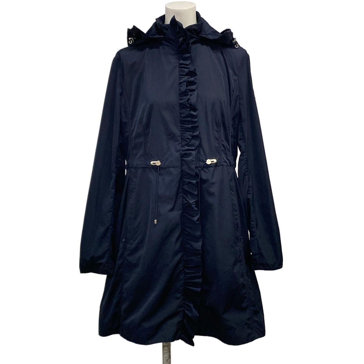 MONCLER(モンクレール) コート サイズ0 XS レディース OUTREMER ネイビー 長袖/フード着脱可/フリル/春/秋