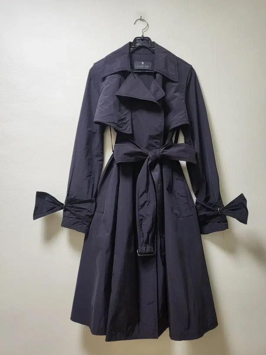 LANVIN ネイビー ロング トレンチコート 82-94-160