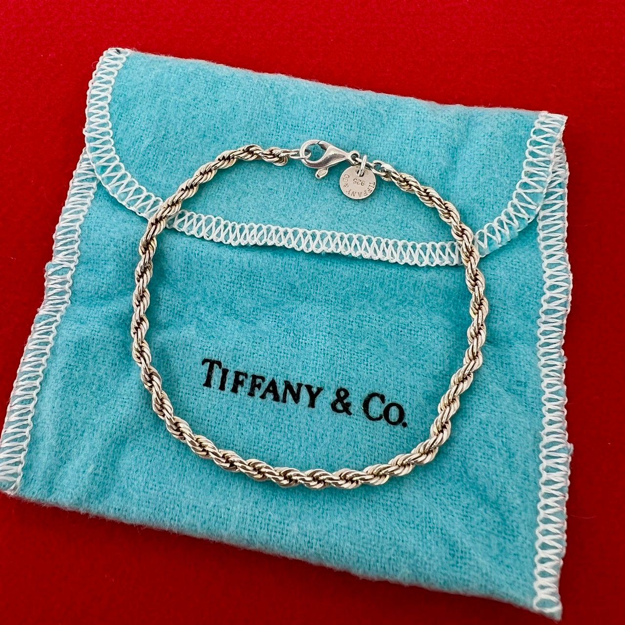 極 美品 袋付き TIFFANY&Co. ティファニー ツイストロープ ブレスレット シルバー925 アクセサリー シルバー 57422
