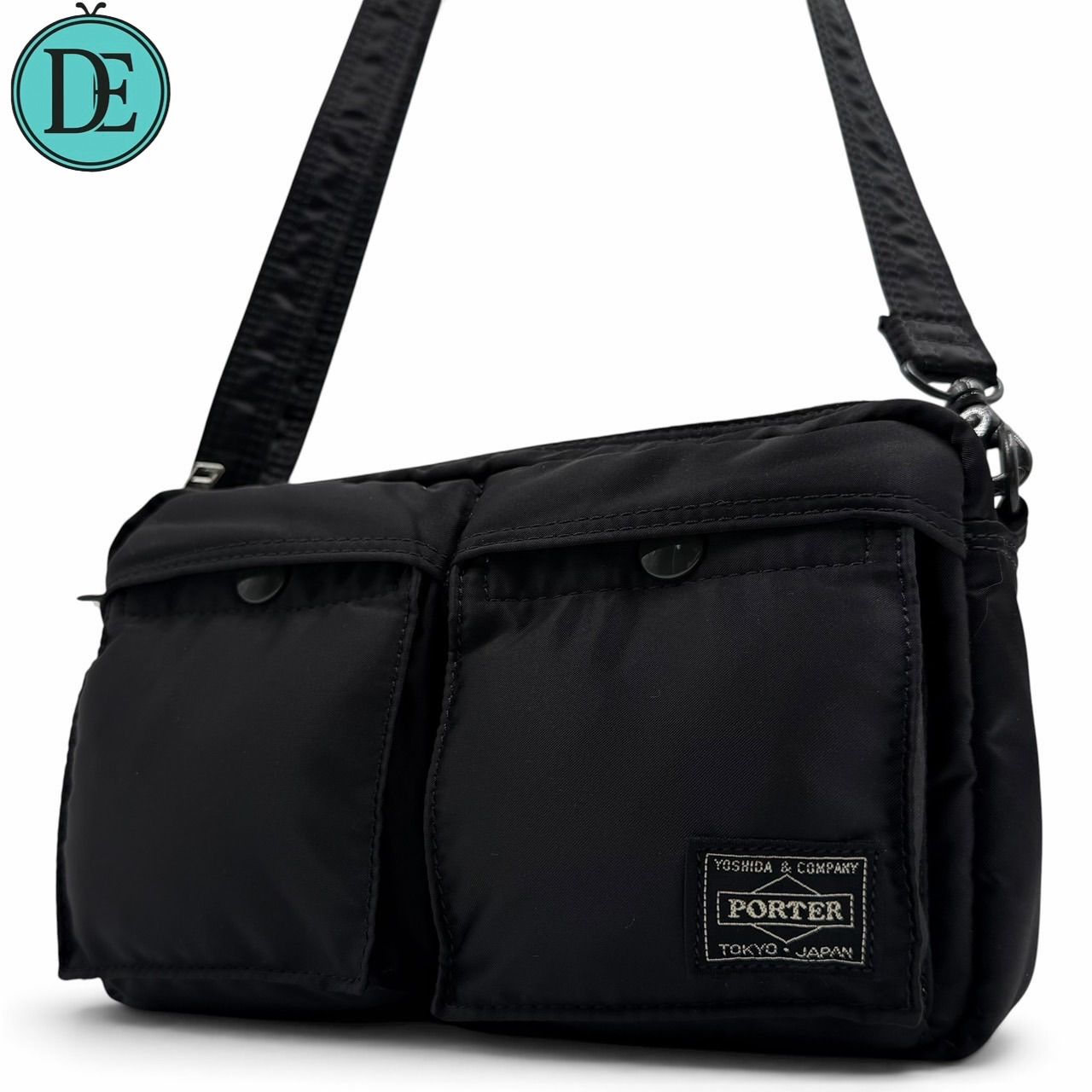 [Good] PORTER PORTER PORTER SHOULDER BAG YOSHIDA BAG CROSSBODY TANKER TANKER NYLON BLACK SILVER HARDWARE FOR MEN, WOMEN, UNISEX SHOULDER HANGING