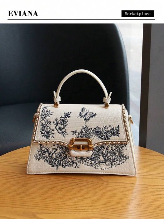 バッグ レディース ハンドバッグ 2026 ニッチデザイン 中国風 ヴィンテージ刺繍 レディースハンドバッグ、 エレガント チェーンバッグ、通勤ファッション 構造的スモールスクエアバッグ、頑丈なハードウェア 大容量 多用途ショルダ