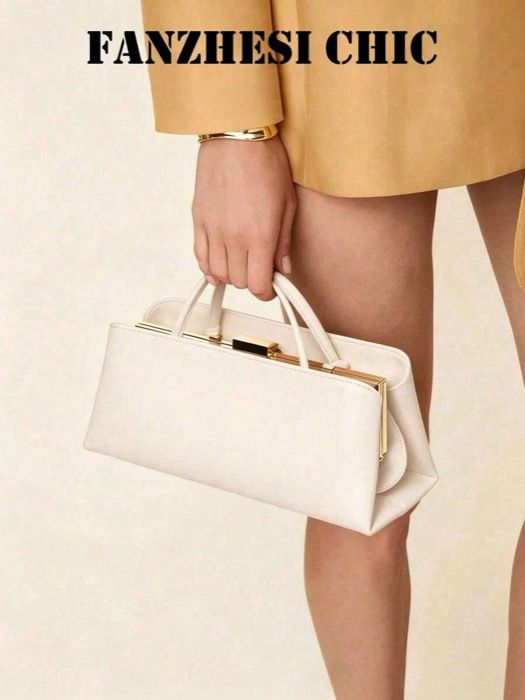 バッグ レディース ハンドバッグ レディース ミニマルハンドバッグ、光沢のあるゴールドメタルのクラスプが感を演出、ビジネス通勤、デート、写真撮影、短期旅行などに最適、ソフトベージュはオールシーズン活躍、ホワイトカラーや若手プロフェッショナルがシンプル 8,330円