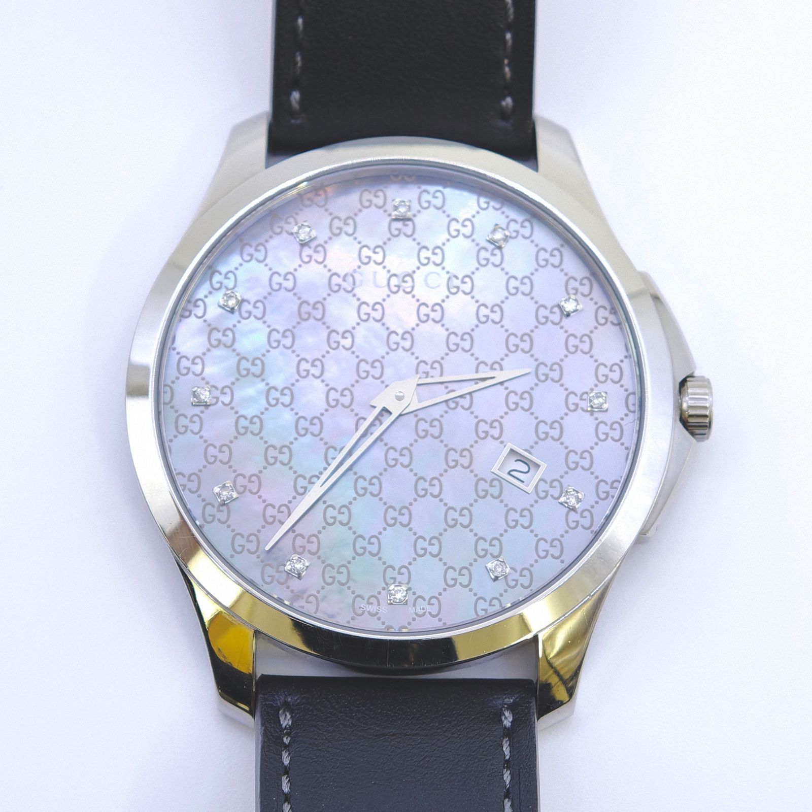 【中古品】GUCCI Gタイムレス シェル ダイヤ YA126307 44,400円