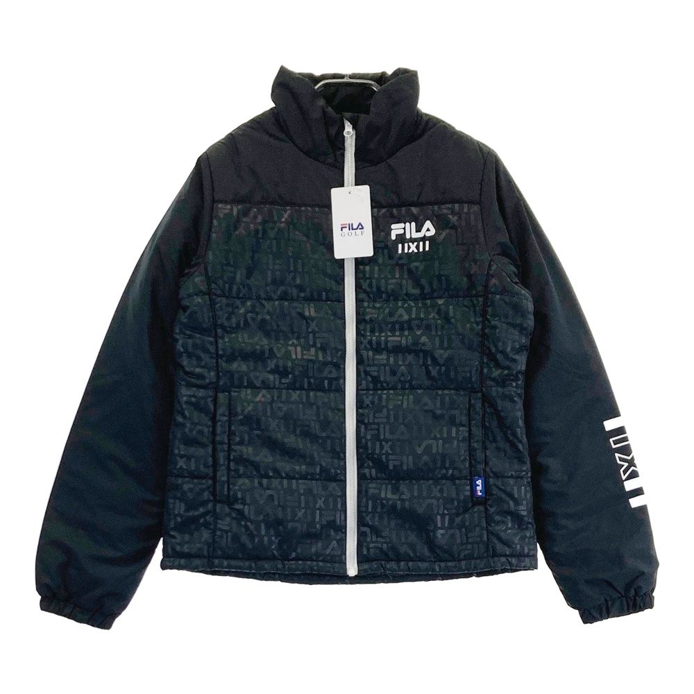 サイズ：L FILA GOLF フィラゴルフ 中綿ジャケット 総柄 ブラック系 [240101741995] ゴルフウェア レディース ストスト