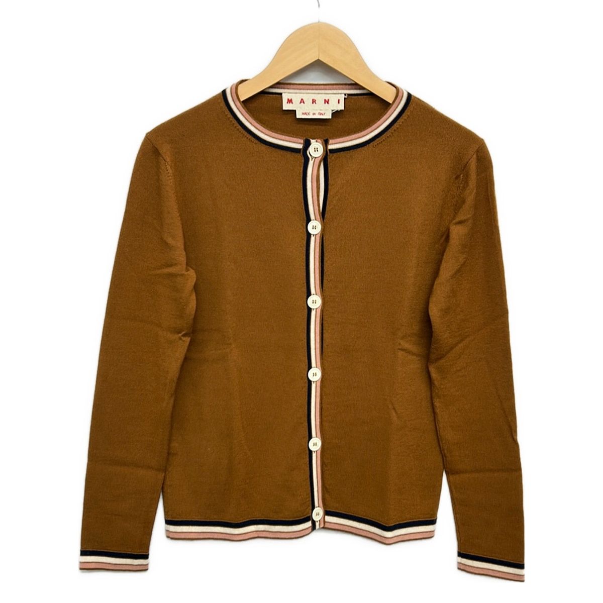 MARNI(マルニ) カーディガン サイズ38 S レディース美品 - ライトブラウン×ダークネイビー×マルチ 長袖 10,220円
