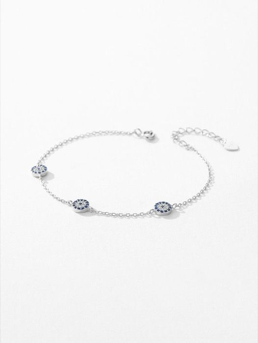 ジュエリー レディース ブレスレット チェーンブレスレット シルバー ブルーアイ装飾ファッションブレスレット女性用、誕生日/母の日ギフト、ジュエリー