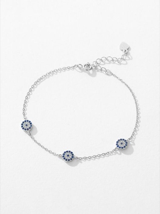 ジュエリー レディース ブレスレット チェーンブレスレット シルバー ブルーアイ装飾ファッションブレスレット女性用、誕生日/母の日ギフト、ジュエリー