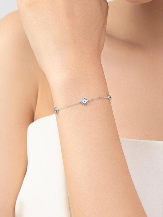 ジュエリー レディース ブレスレット チェーンブレスレット シルバー ブルーアイ装飾ファッションブレスレット女性用、誕生日/母の日ギフト、ジュエリー