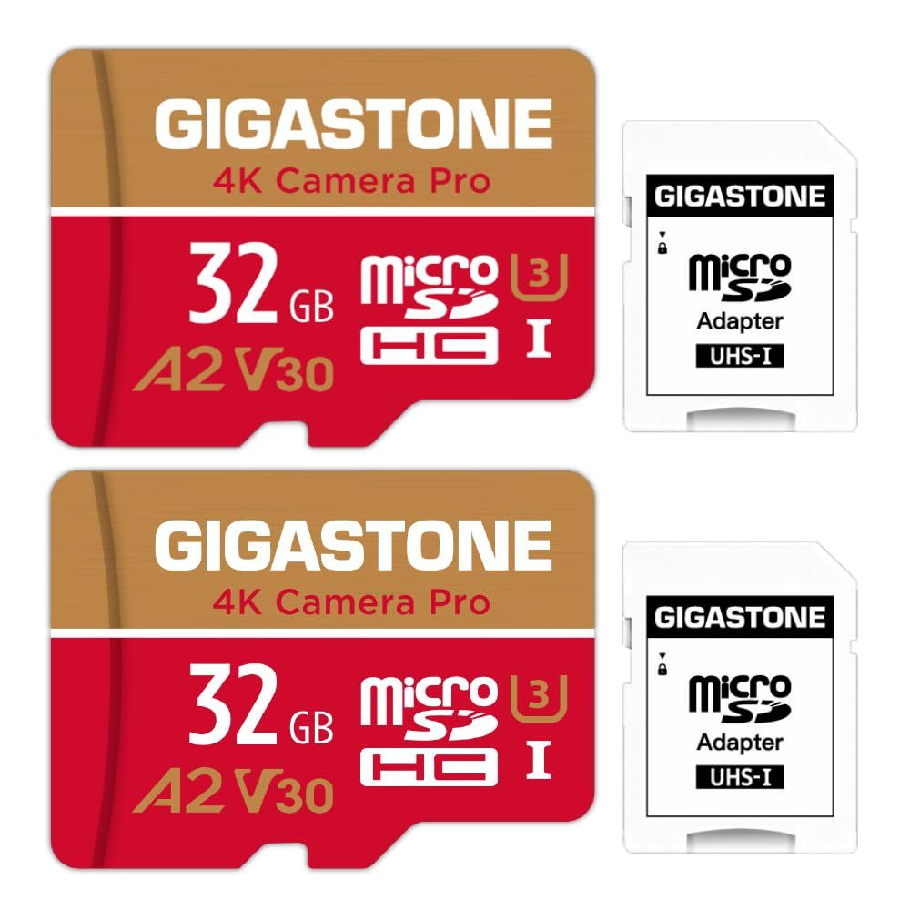 【5年保証 】GIGASTONE マイクロSDカード 32GB 2個セット A2 V30 UHS-I U3 Class 10 95/35 MB/S アクションカメラ スポーツカメラ 4K Ultra HD 動画 SD変換アダプタ付き ミニ収納 316d90ab