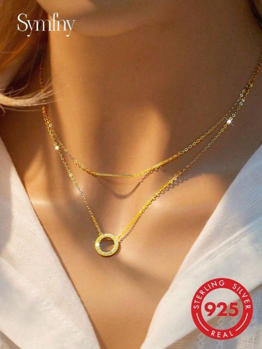 ジュエリー レディース ネックレス レイヤードネックレス ゴールド ラウンド オープン レイヤード バーネックレス 1個 7,334円